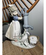 Lladro Summer on the Farm Girl Pumping Water Porcelain Figurine #5285 READ - $148.50