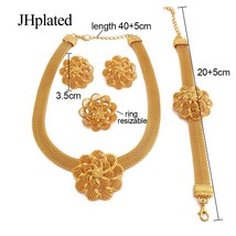 Hawaiian fashion gold filled plated bridal Jewelry sets necklace earrings bracel - £43.14 GBP