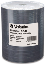 600-Pak Verbatim White Thermal HUB/DIAMONDSILVER 52X 80-Min Cdr's - $313.99