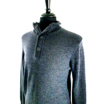 Urban Pipeline Mens Small Pullover Sweater Midweight Black Gray Zip Button Warm - £11.68 GBP