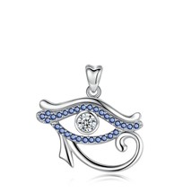 925 Sterling Silver Blue crystal Ancient Egypt Eye Of Horus pendant Necklace Luc - £22.09 GBP