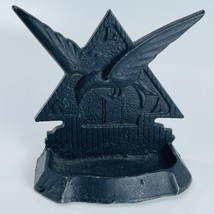 Cast Iron Black LGA GLA Advertising Eagle Bookend Card Tip Tray 5 in Tall - £34.65 GBP