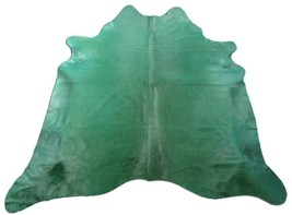 Dyed Green Cowhide Rug Size: 6.5&#39; X 6.5&#39; Dyed Emerald Green Cowhide Rug K-230 - £200.15 GBP