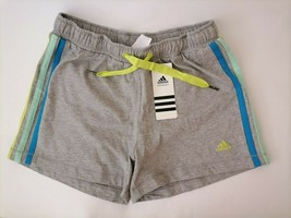 Adidas Performance KN shorts * girls 152 * grey 100% cotton * stripe * a... - $11.88