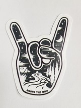Rock On Hand Among the Wild with Camping Scene Sticker Decal Black and White Fun - £1.81 GBP