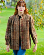 Vintage Jules Tournier Made in France Wool Mohair Brown Tones Short Coat... - $222.75