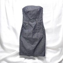 EXPRESS Dress Women Size 3/4 Blue/Gray Denim Strapless Corset Side Zippe... - $17.75