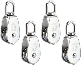 4Pcs M32 Single Pulley Block,  Heavy Duty 304 Stainless Steel Pulley Rol... - £20.47 GBP
