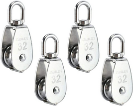 4Pcs M32 Single Pulley Block,  Heavy Duty 304 Stainless Steel Pulley Rol... - £20.47 GBP