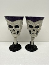 Set of 2 Skeleton Skull Plastic Wine Goblet Halloween Bones Cup Glass Gl... - $23.52 CAD
