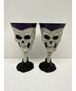 Set of 2 Skeleton Skull Plastic Wine Goblet Halloween Bones Cup Glass Gl... - $23.54 CAD