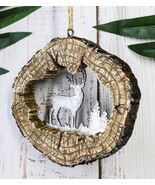 Rustic Western Stag Deer Faux Wood Log Slice Set of 4 Christmas Tree Orn... - €28,97 EUR