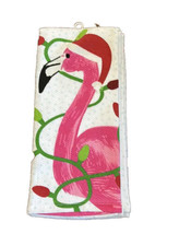 Set Of 2 dish Kitchen hand Towels Christmas Flamingo Santa Hat Sigrid Olsen - £15.97 GBP