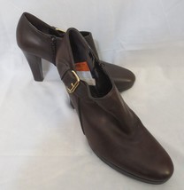 Ralph Lauren Brown Leather Ankle Booties Heels Zipper &amp; buckle Sz 9.5 M - £61.33 GBP