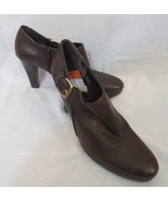Ralph Lauren Brown Leather Ankle Booties Heels Zipper &amp; buckle Sz 9.5 M - £62.27 GBP