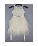 RMLA Dress Girl&#39;s Size 7 Cream Sleeveless Lace and Tuille Skirts Fancy P... - £11.67 GBP