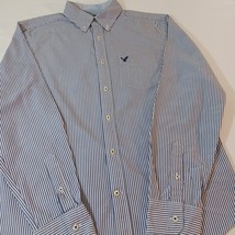 American Eagle Outfitters Classic Fit Men's Blue & White Stripes Shirt Sz Medium image 11