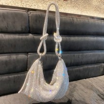  Designer hobo  bag Handle Shining Rhinestones Evening clutch Bag Purse Crystal  - £80.43 GBP