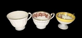 Vintage Porcelain Teacup Trio Syracuse China E&R Bavaria Gold Trim Footed Cups image 2