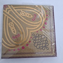 Party Napkins Decorative Gold Pink Burgundy Swirl Luncheon Size 16 Count - £7.79 GBP