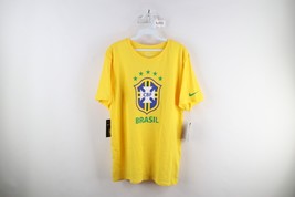 New Nike Mens M Spell Out CBF Brasil Soccer National Team Short Sleeve T-Shirt - £38.75 GBP