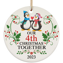 Funny Couple Penguin Ornament Gift 4th Wedding Anniversary 4 Years Christmas - £11.78 GBP
