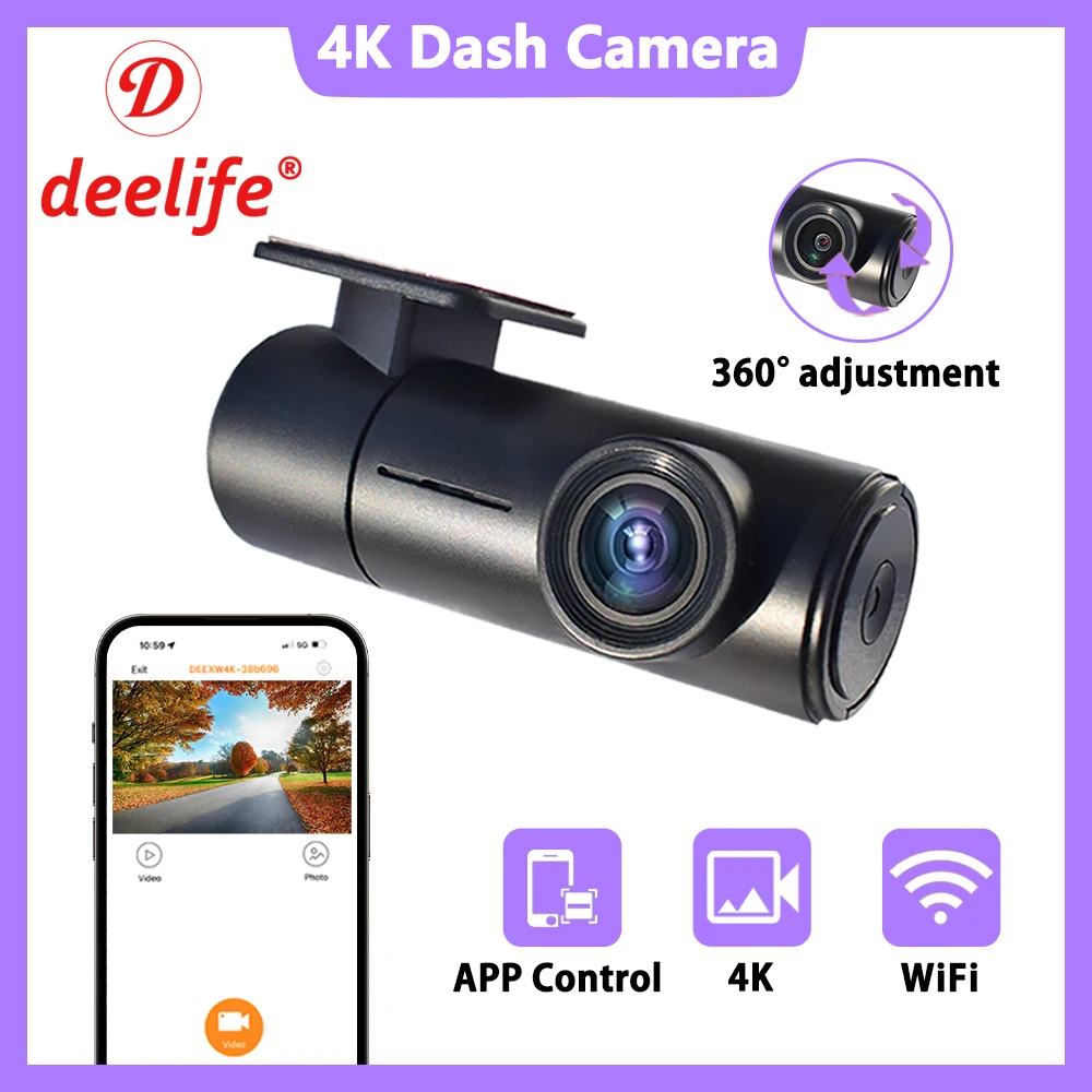 Deelife Dash Cam 4K for Car Camera Dashcam Auto DVR Recorder WiFi Black Box - £53.73 GBP+