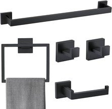 5 Pieces Bathroom Hardware Accessories Set Matte Black Towel Bar Set Towel, Inch - $58.93