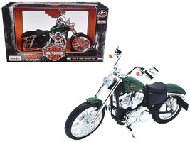 2013 Harley Davidson XL 1200V Seventy Two Green Motorcycle Model 1/12 by Maisto - $32.31