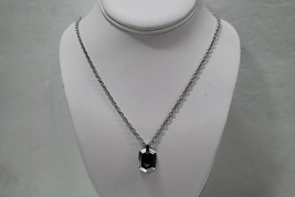 Emporio Armani Signed 925 Sterling Silver Onyx Pendant 22&quot; Long Chain Necklace - £145.74 GBP