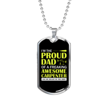 Freaking Awesome Carpenter Daughter Woodworker Dog Tag Stainless Steel or 18k G - £37.92 GBP+