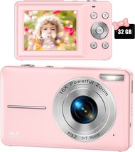 Digital Camera, Fhd 1080P Digital Camera For Kids With 32Gb Sd Card 16X Digital - £52.06 GBP