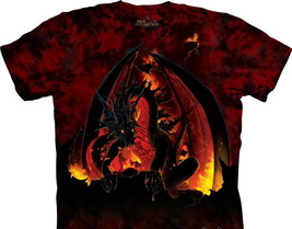 Fireball Red Dragon Fantasy Hand Dyed T-Shirt The Mountain NEW UNWORN - £22.38 GBP+