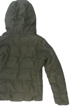 Old Navy Women’s Puffer Jacket Small Green Hooded Faux Fur Trim Winter Coat image 10