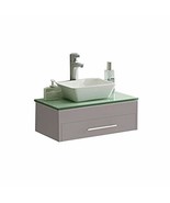 Bathroom Wood Vanity Gray Ceramic White Sink Glass Top Set Soft Close Dr... - $550.09 CAD