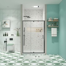 71&quot;H Pivot/Sliding Glass Shower Door, Matte Black - $421.99