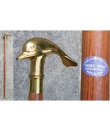 vintage dolphin cane WOOD &amp; BRASS strong ESTATE SALE &quot;Moby Dick Specialt... - $59.99