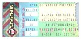 Allman Brothers Band Concert Ticket Stub December 30 1979 Uniondale New York - £27.53 GBP