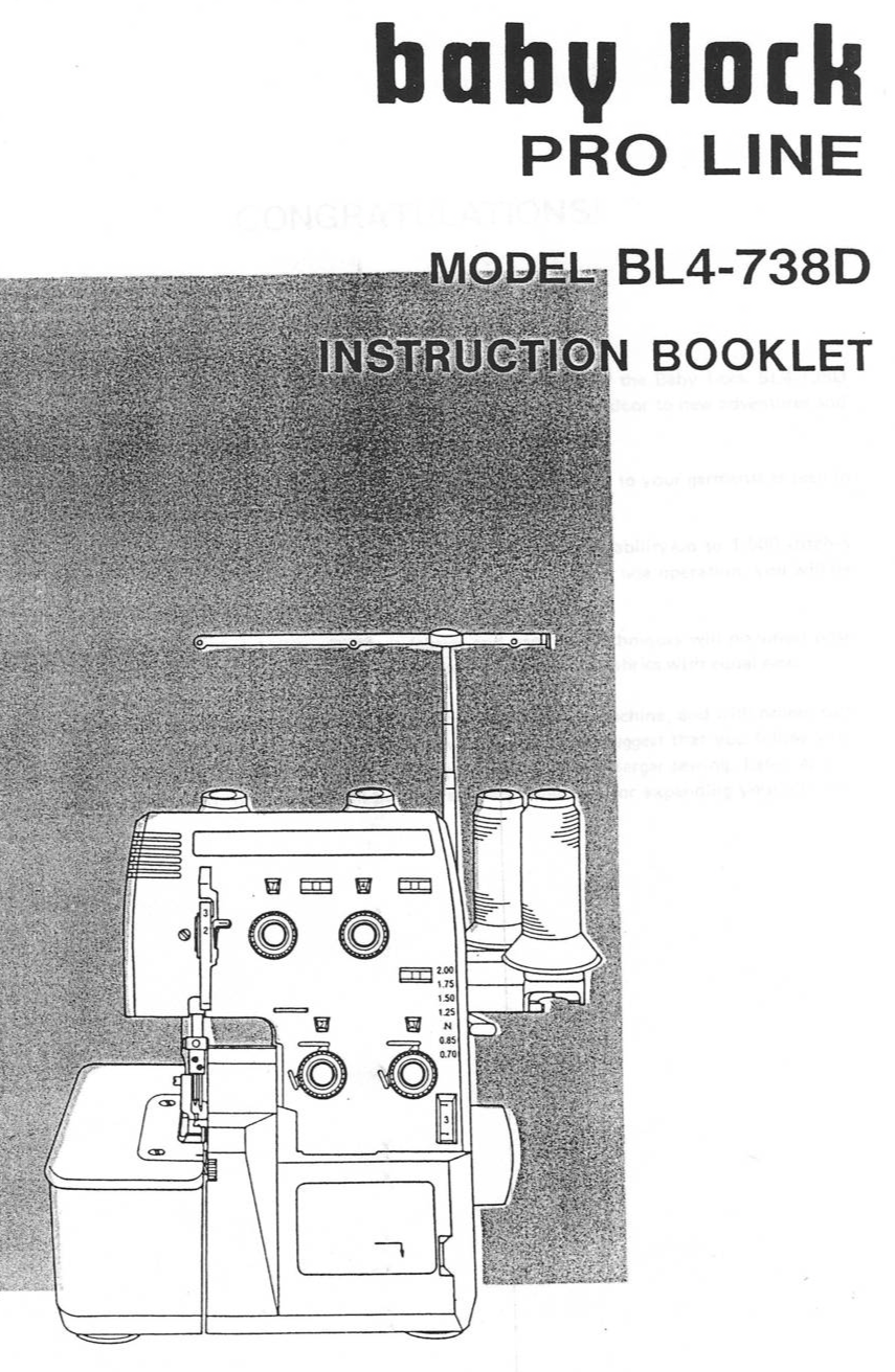 Baby Lock BL4-738D Serger Pro Line Instruction Booklet Hard Copy - $12.99