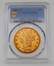 1883-CC $20 Gold Liberty Double Eagle Graded by PCGS as AU53 Gorgeous! - $187,772.25 MXN
