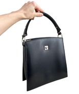 Gianni Versace Vintage Silver Medusa Tote Bag Black PU Leather - $6,081.45 MXN