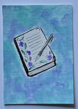 ACEO Original Art Journal and Pen Acrylic and Ink Painting - $7.02 CAD
