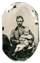 3.5x2.5&quot; Tintype Photo of Dad with Young Daughter Mid 1800s - $11.30