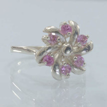 Pink Tourmaline Gems Handmade Silver Pinwheel Ladies Ring size 6.75 Design 41 - £59.99 GBP