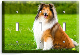 Gorgeous Rough Collie Dog 3GANG Light Switch Wall Plate Grooming Pet Salon Decor - £13.32 GBP