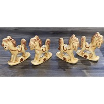 Set Of 4 Vintage Porcelain Miniature Rocking Horse Figurines - Coquette - $26.68
