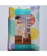 Spring Easter Vinyl Tablecloth 60 x 102 Colorful Decorated Eggs on White... - $22.99