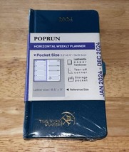 POPRUN Recycled Pocket Weekly Planner 2024 3.5&quot; x 6.5&quot; - 100% Eco-Friendly Green - £7.95 GBP