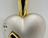 Sterling Silver Puffy Heart with Gold Bar and Diamond Pendant - $226.71