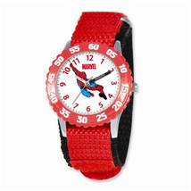 Marvel Spiderman Kids Red Hook and Loop Band Time Teacher Watch - £33.57 GBP